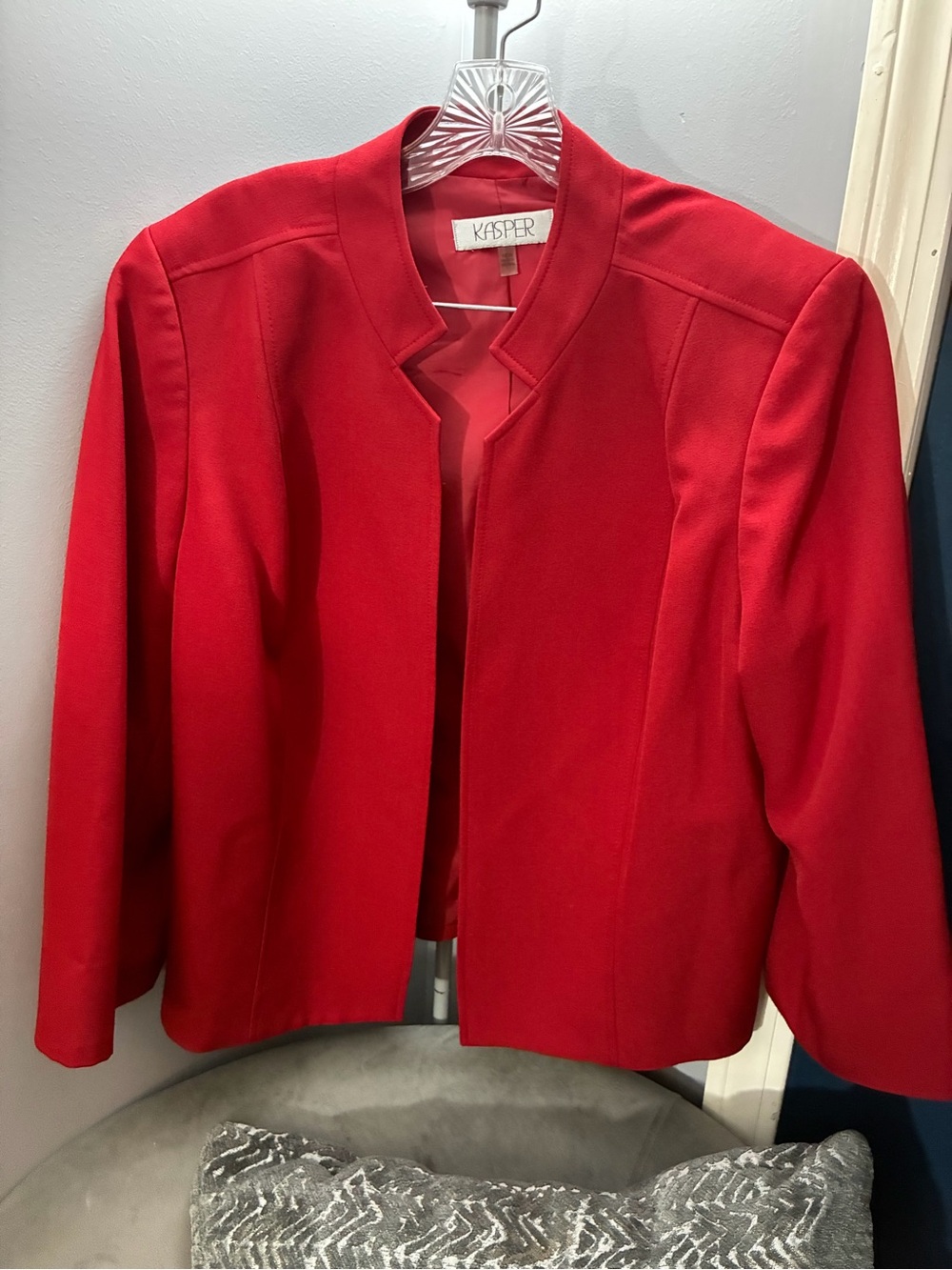 Kasper Red Open-Front Women's Blazer Jacket 3/4 sleeves